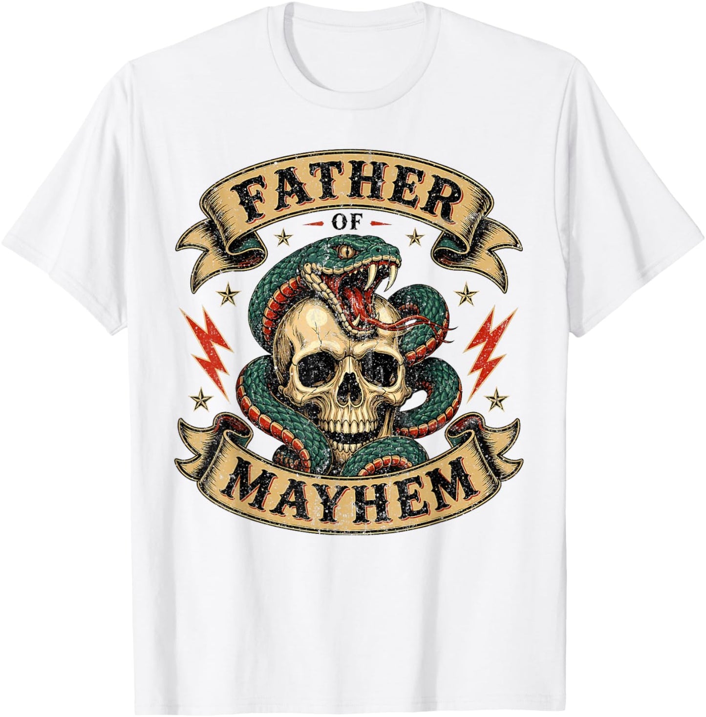 Father of Mayhem Men Dad Funny Father's Day Matching Family T-Shirt - T-Shirt | White