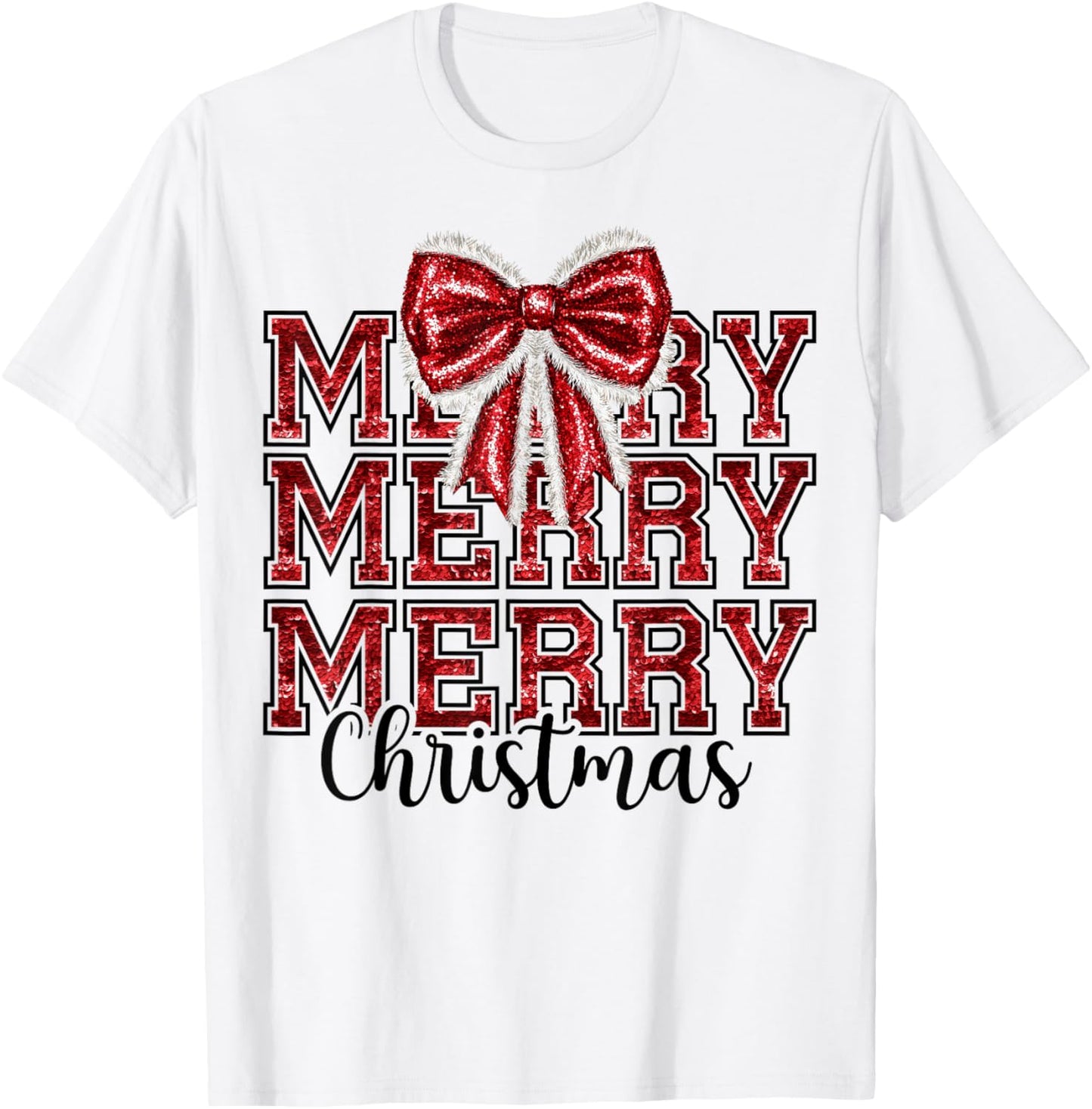Coquette Bow Santa Claus Merry Christmas Women Xmas Pajamas T-Shirt - T-Shirt | White