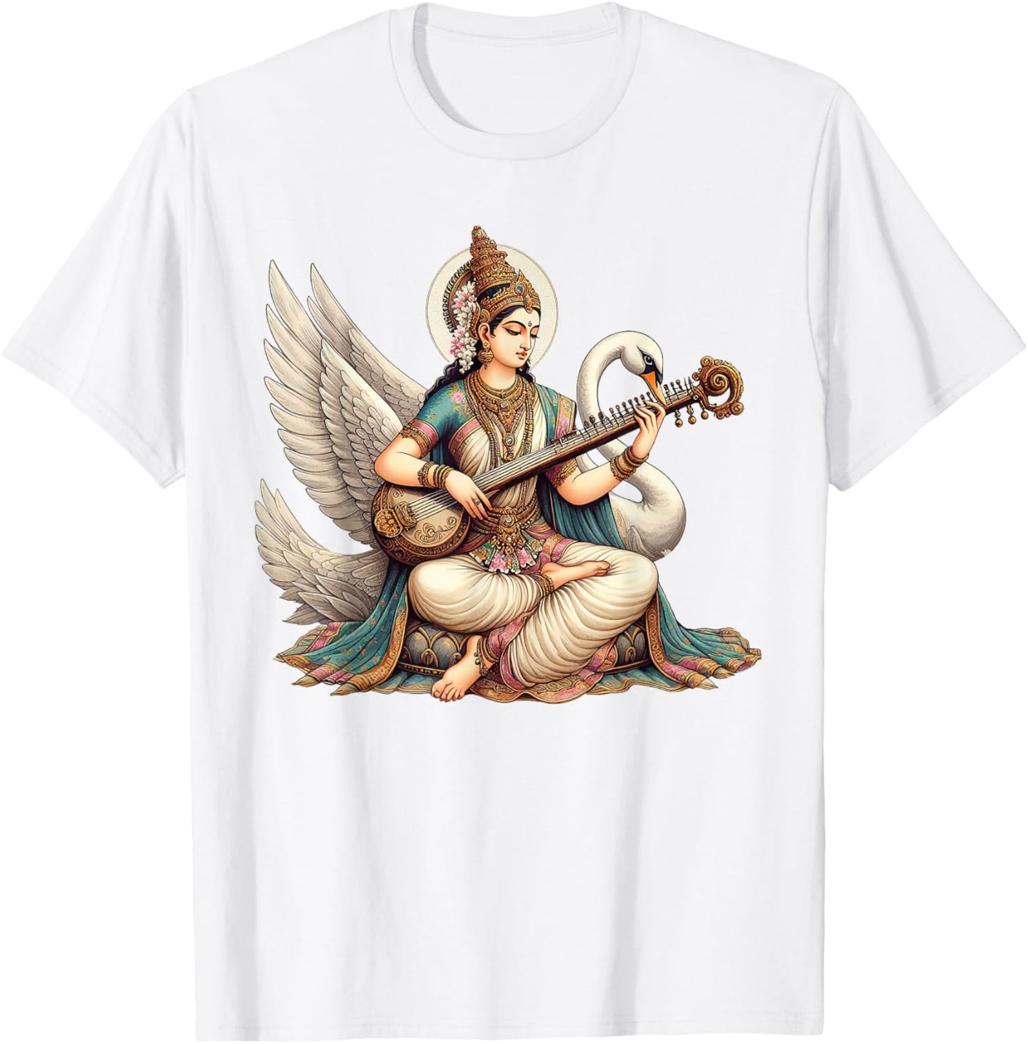 Hindu Saraswati Goddess Ancient Mythology Hinduism T-Shirt - T-Shirt | White