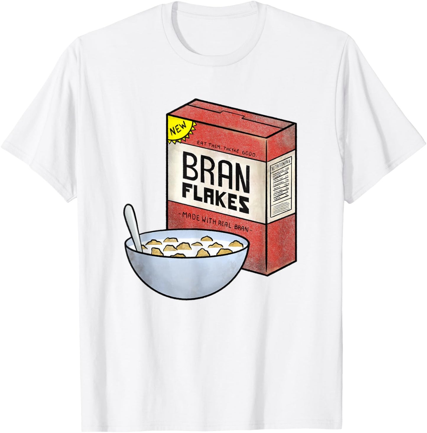 New Bran Flakes - Retro Breakfast Cereal Graphic Shirt T-Shirt - T-Shirt | White
