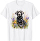 Floral Wildflower Dog Black Labrador Retriever T-Shirt - T-Shirt | White