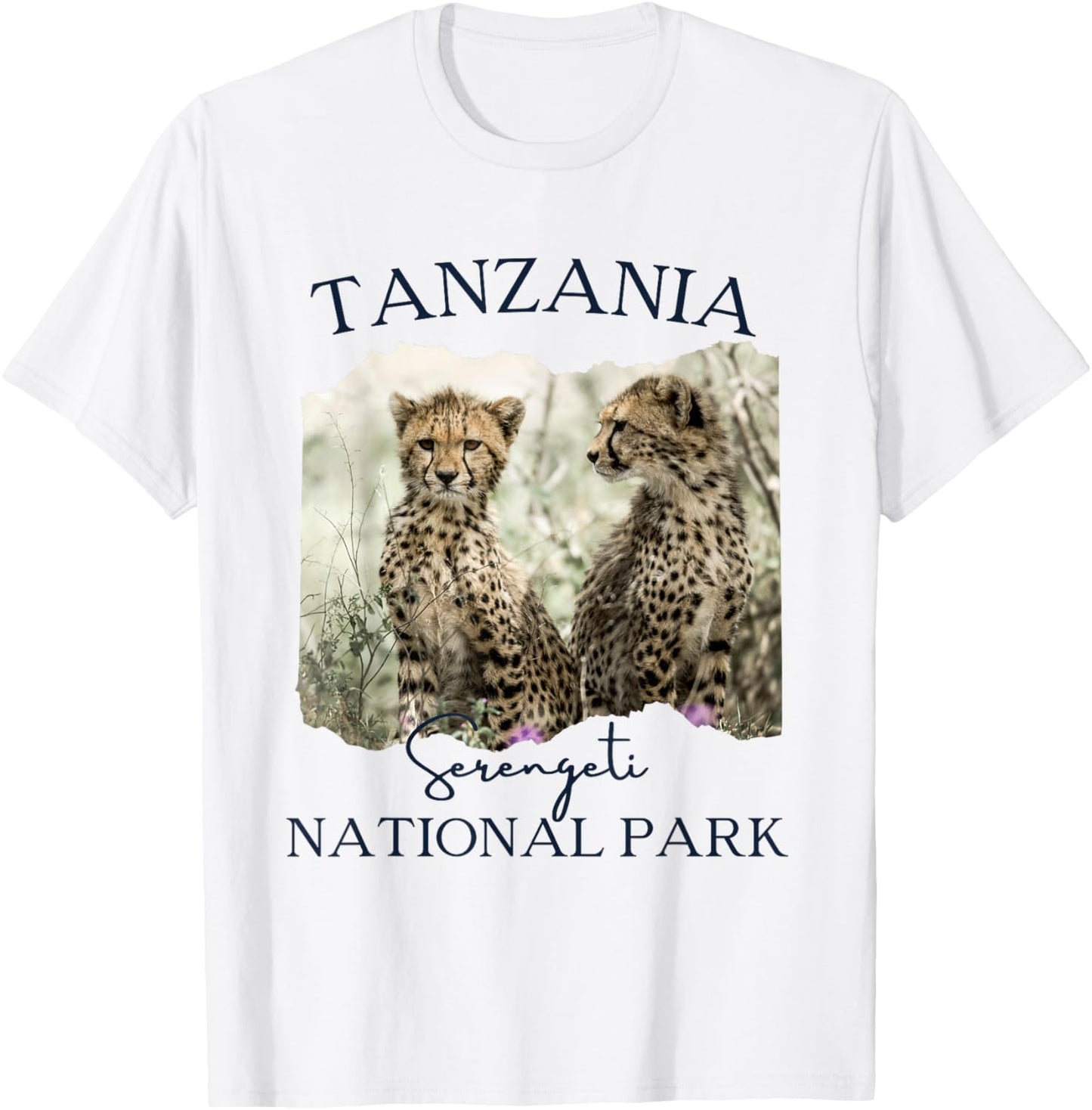 Tanzania Serengeti National Park Souvenir Cheetah Safari T-Shirt - T-Shirt | White