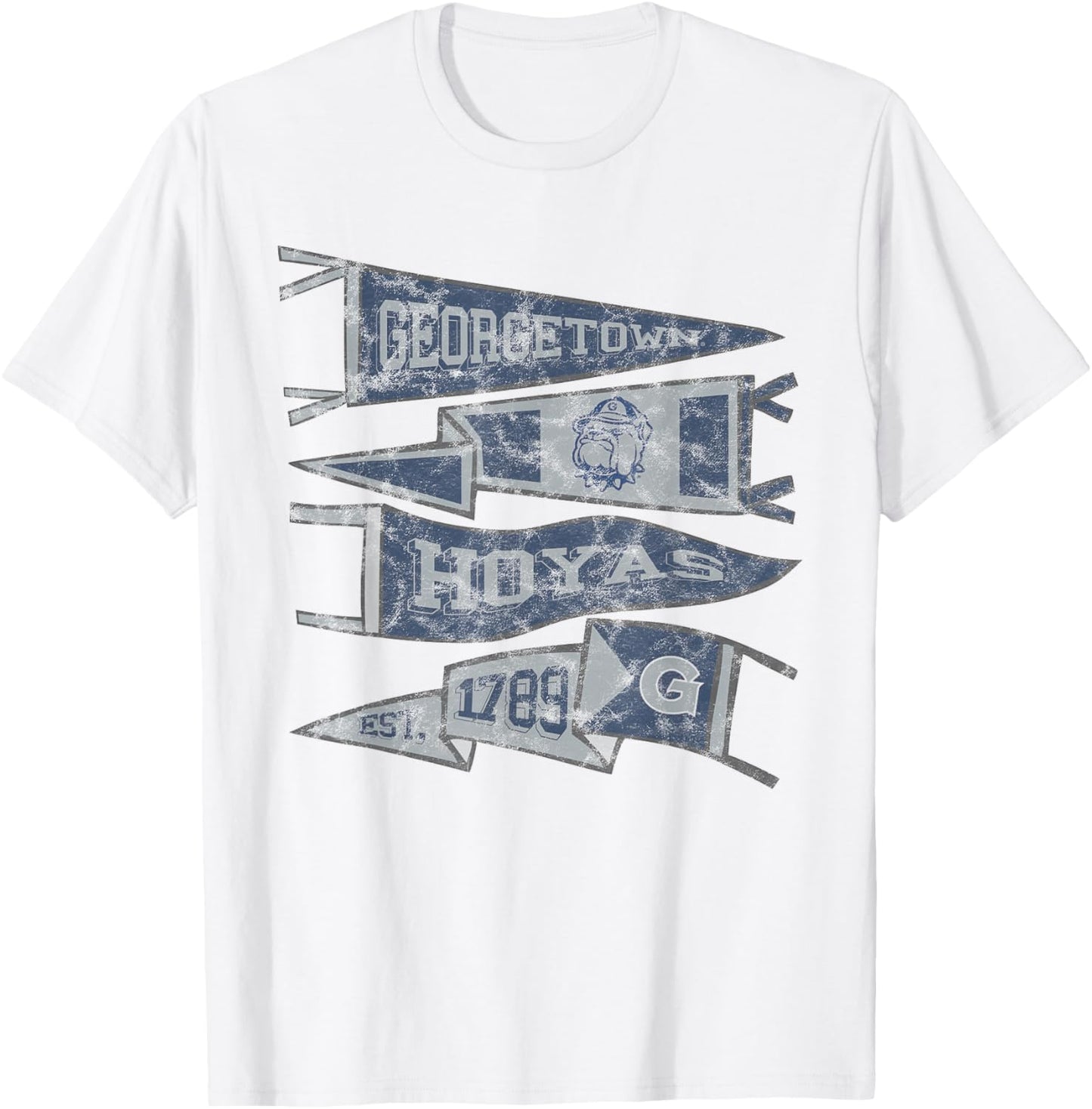 Georgetown University Hoyas Distressed Pennants T-Shirt - T-Shirt | White