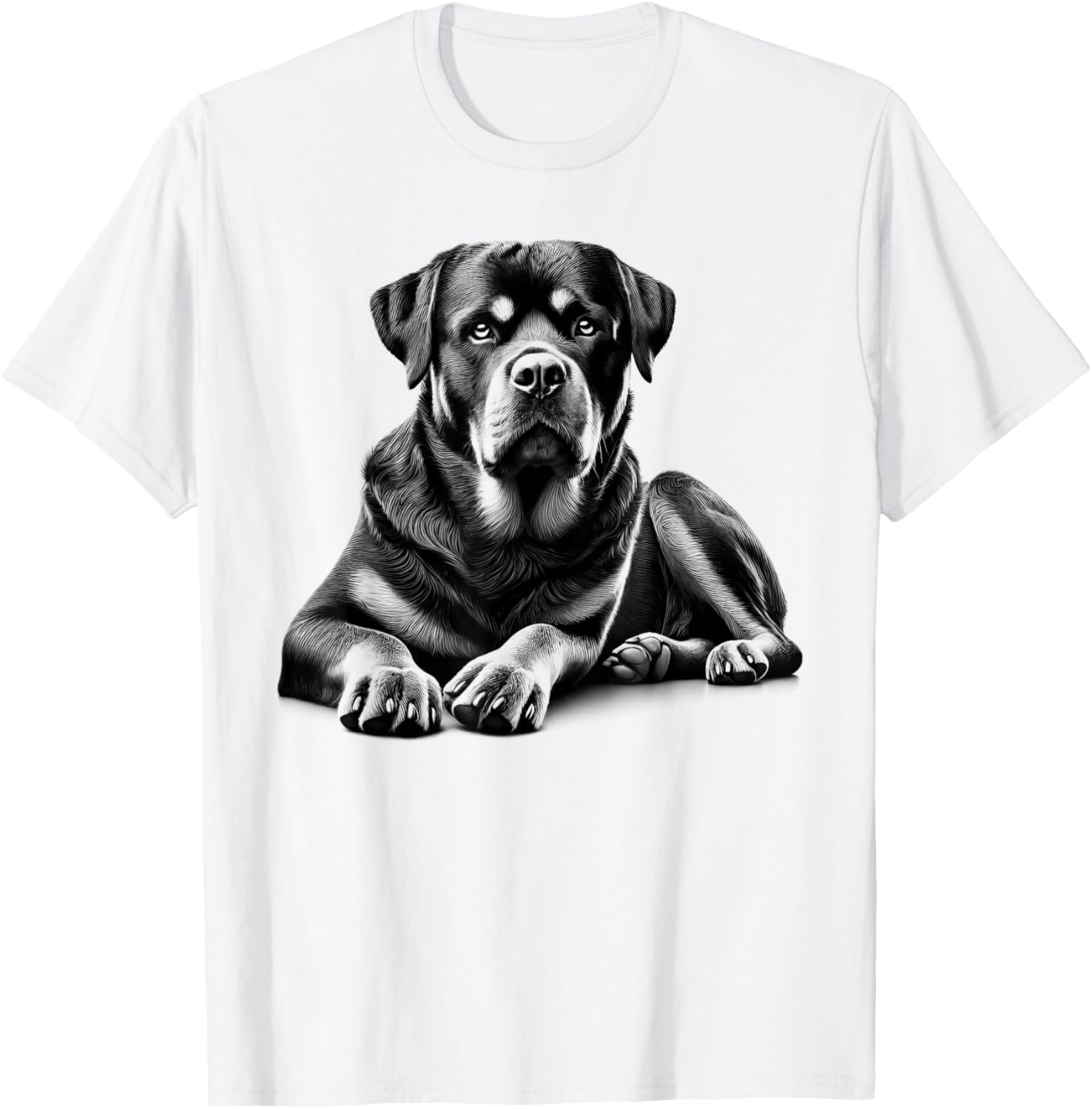 Rottweiler Dog in Lying Pose T-Shirt - T-Shirt | White