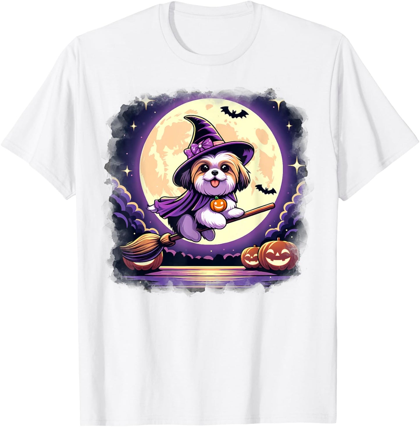 Cute Shih Tzu Halloween Costume Shirt Dog Lover Women Girls T-Shirt - T-Shirt | White