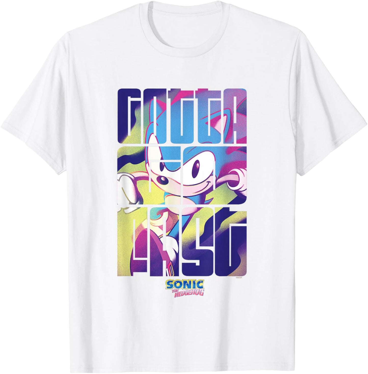 Sonic The Hedgehog Gotta Go Fast Vintage Logo T-Shirt - T-Shirt | White