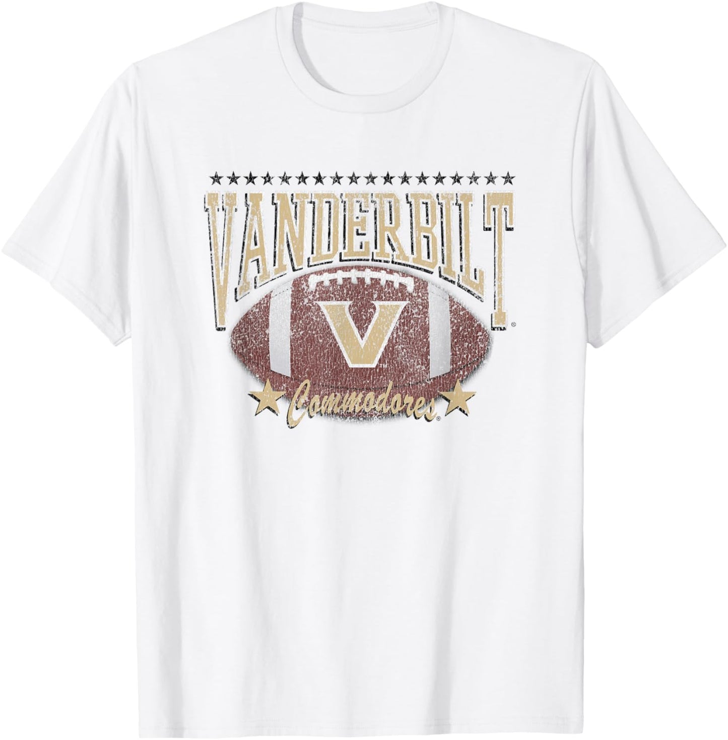 Vanderbilt Commodores Football Vintage Stars Gray T-Shirt - T-Shirt | White