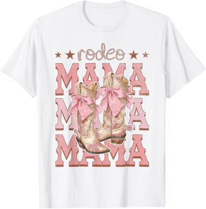 Rodeo Mama Pink Boots Coquette Cow-Girl Birthday Party T-Shirt - T-Shirt | White
