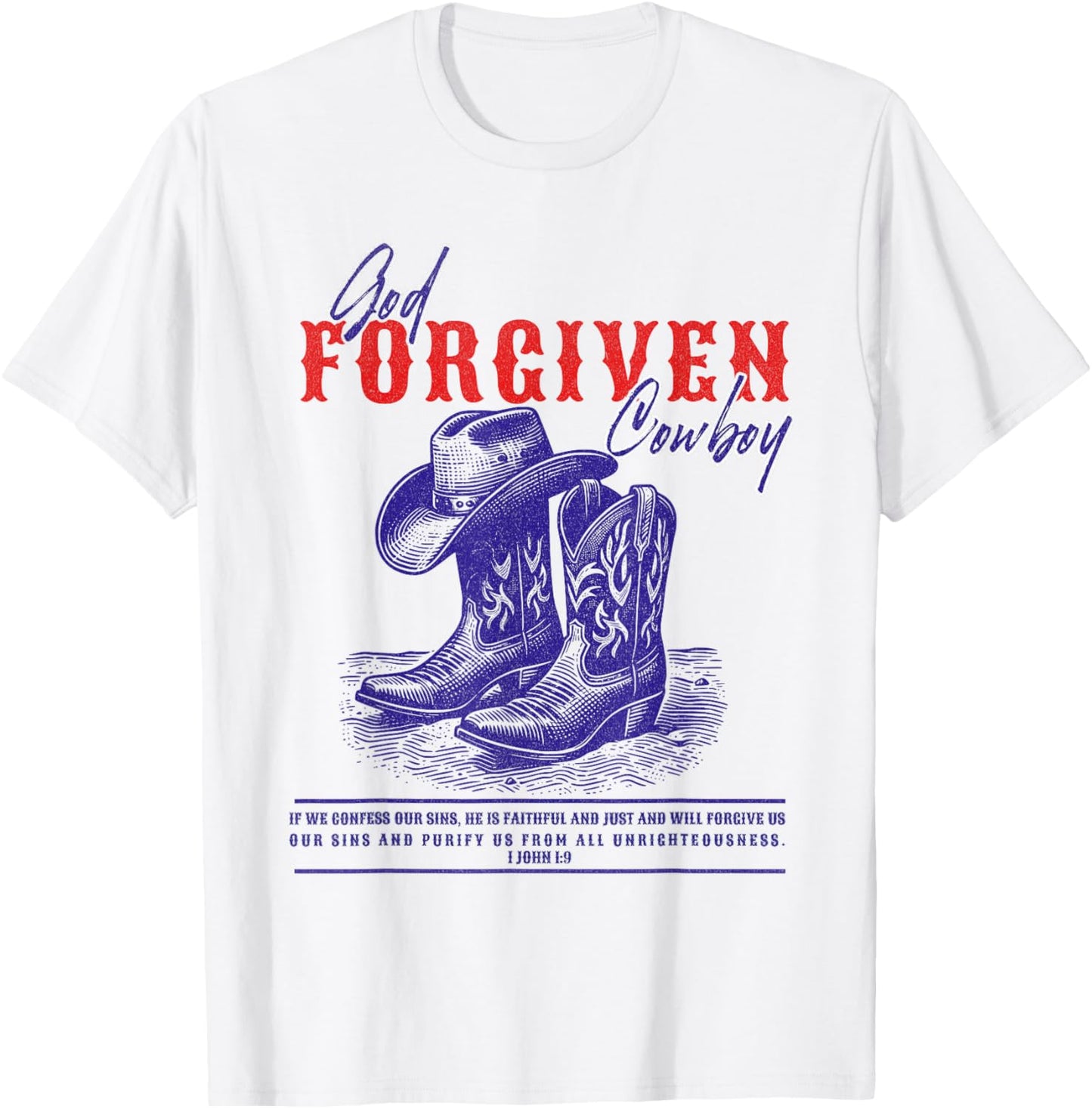 Cowboy Bible Scripture Verse Western Jesus For T-Shirt - T-Shirt | White