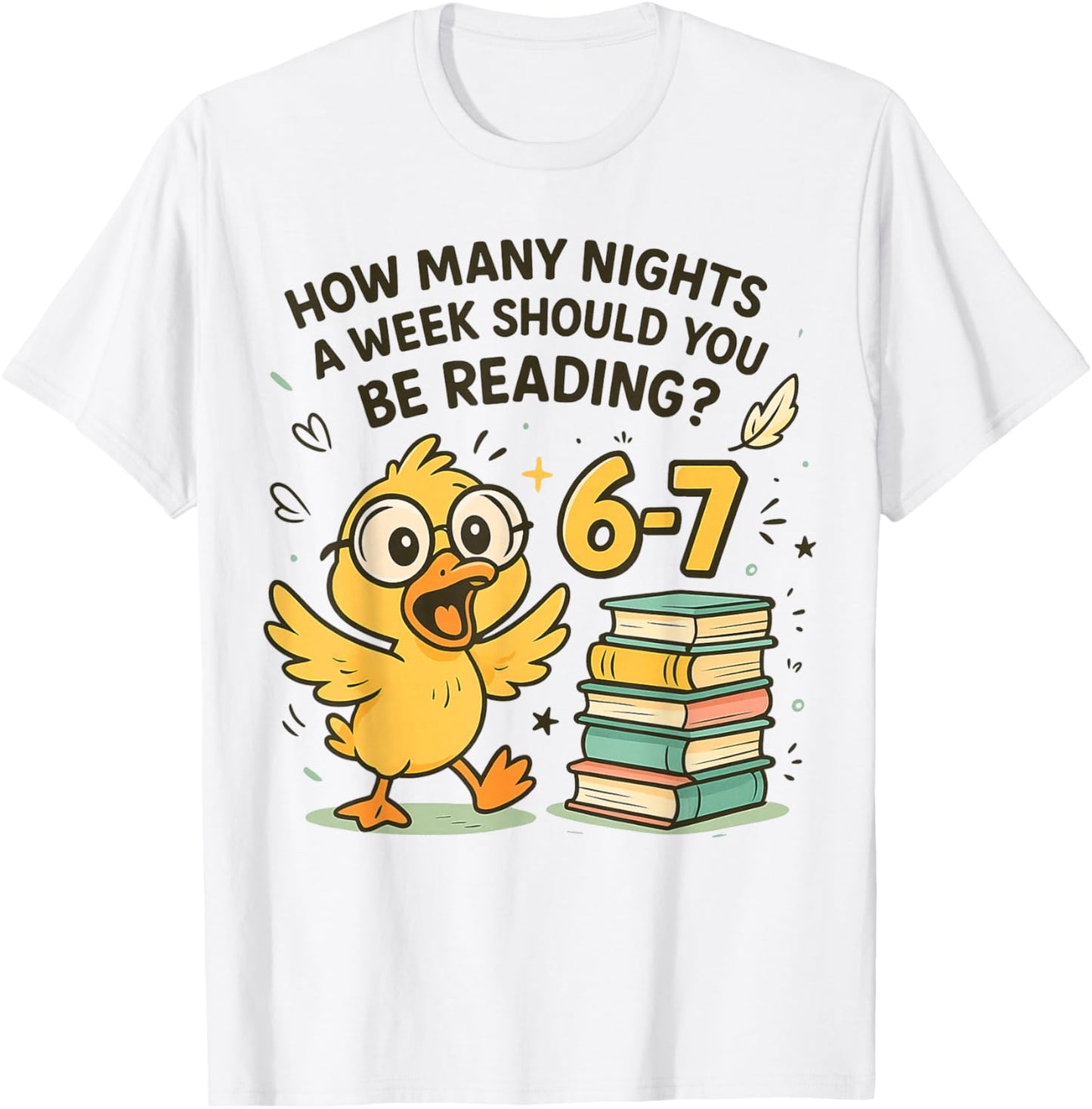 How Many Nights Reading Funny Duck 67 Meme Book Lovers T-Shirt - T-Shirt | White