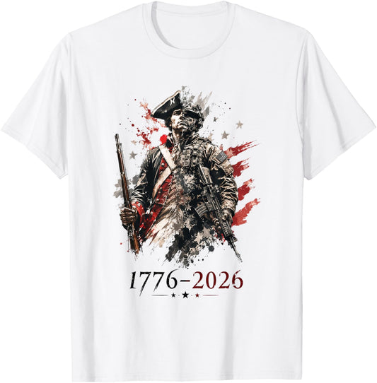 1776-2026 Patriotic Soldier 250th Anniversary 4th July T-Shirt - T-Shirt | White