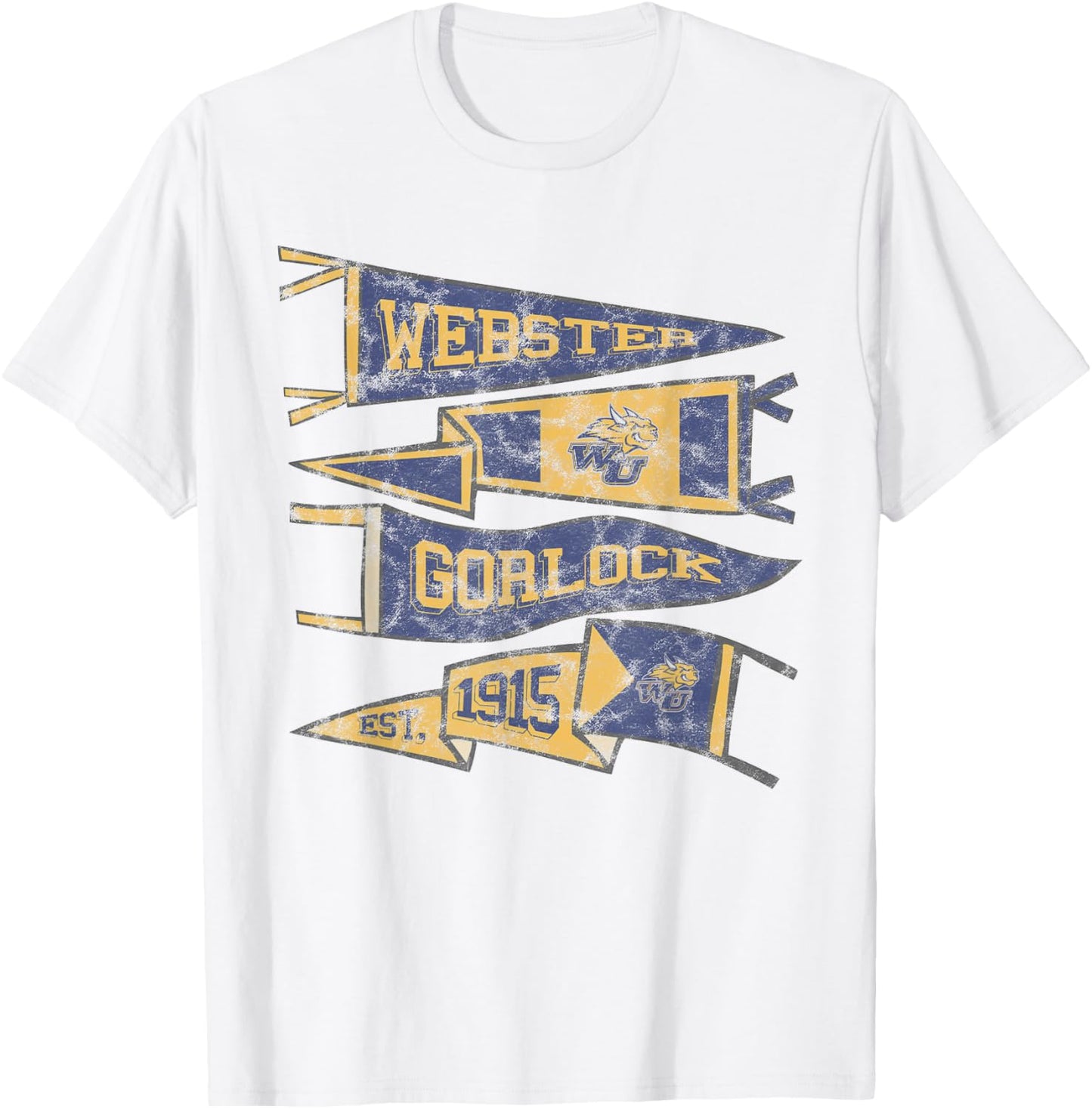 Webster University Gorloks Distressed Pennants T-Shirt - T-Shirt | White