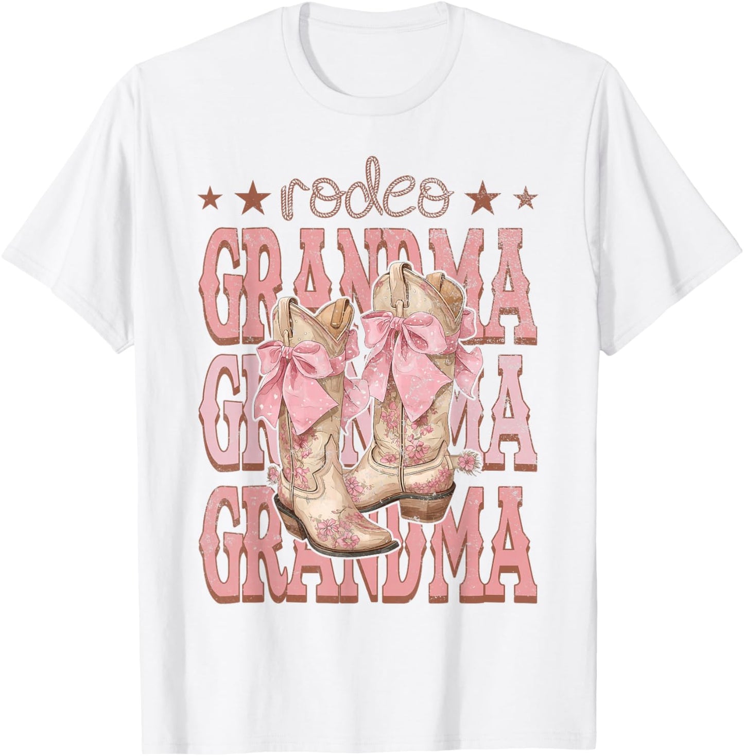 Rodeo Grandma Pink Boots Coquette Cow-Girl Birthday Party T-Shirt - T-Shirt | White