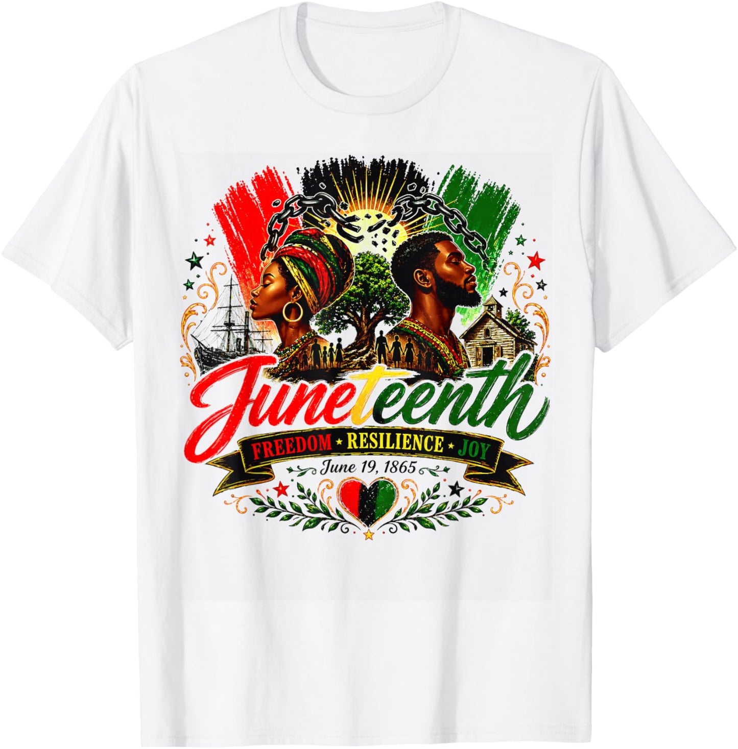 Juneteenth Black American Feedom 1865 Juneteenth Men Women T-Shirt - T-Shirt | White