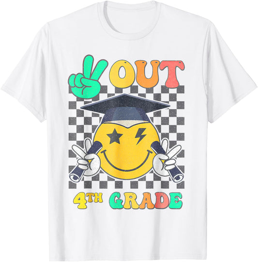 Peace Out 4th Grade Graduation Last Day School Fourth Grade T-Shirt - T-Shirt | White