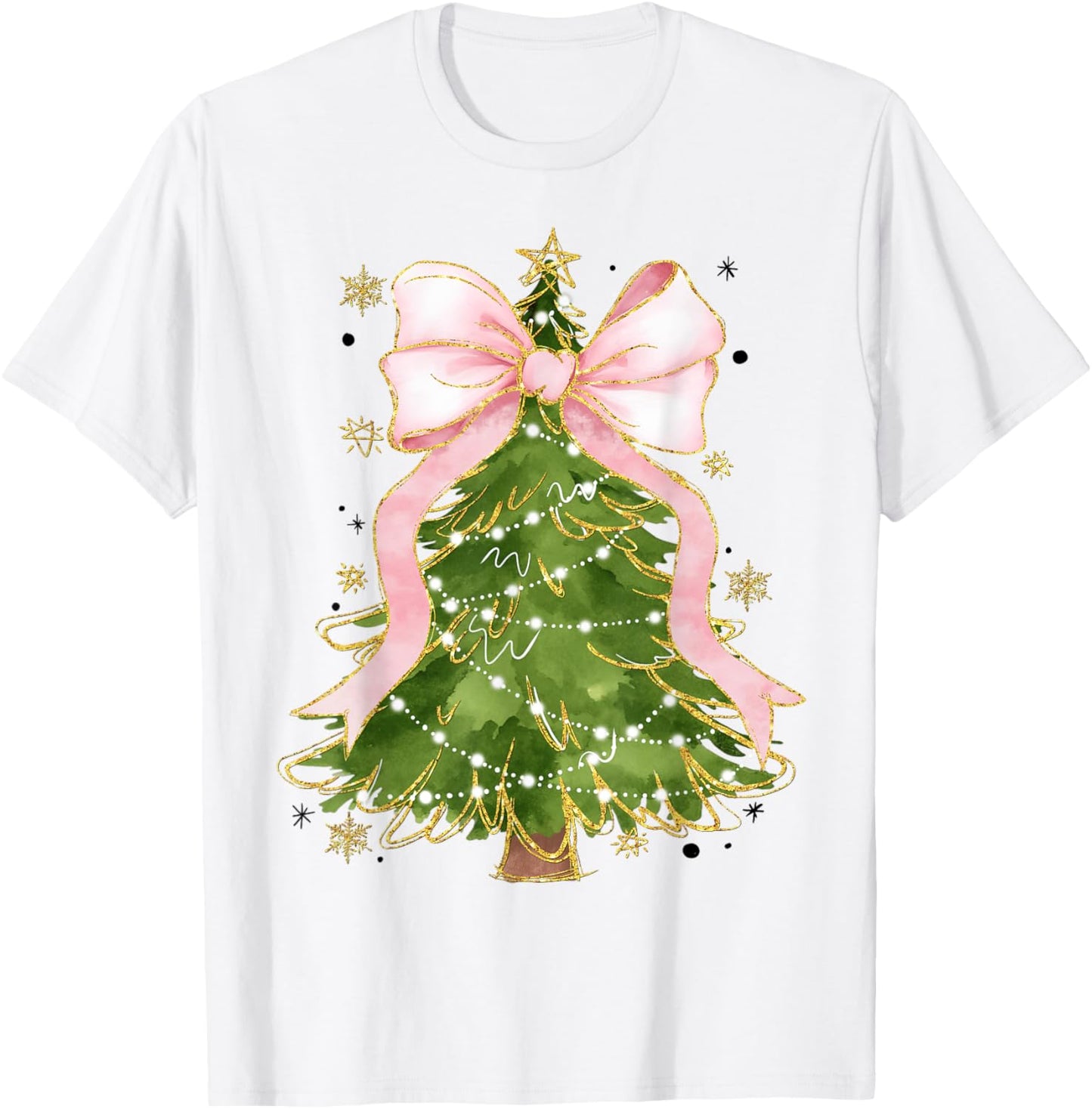 Coquette Bow Christmas Tree Xmas Holiday Girly Outfit Women T-Shirt - T-Shirt | White