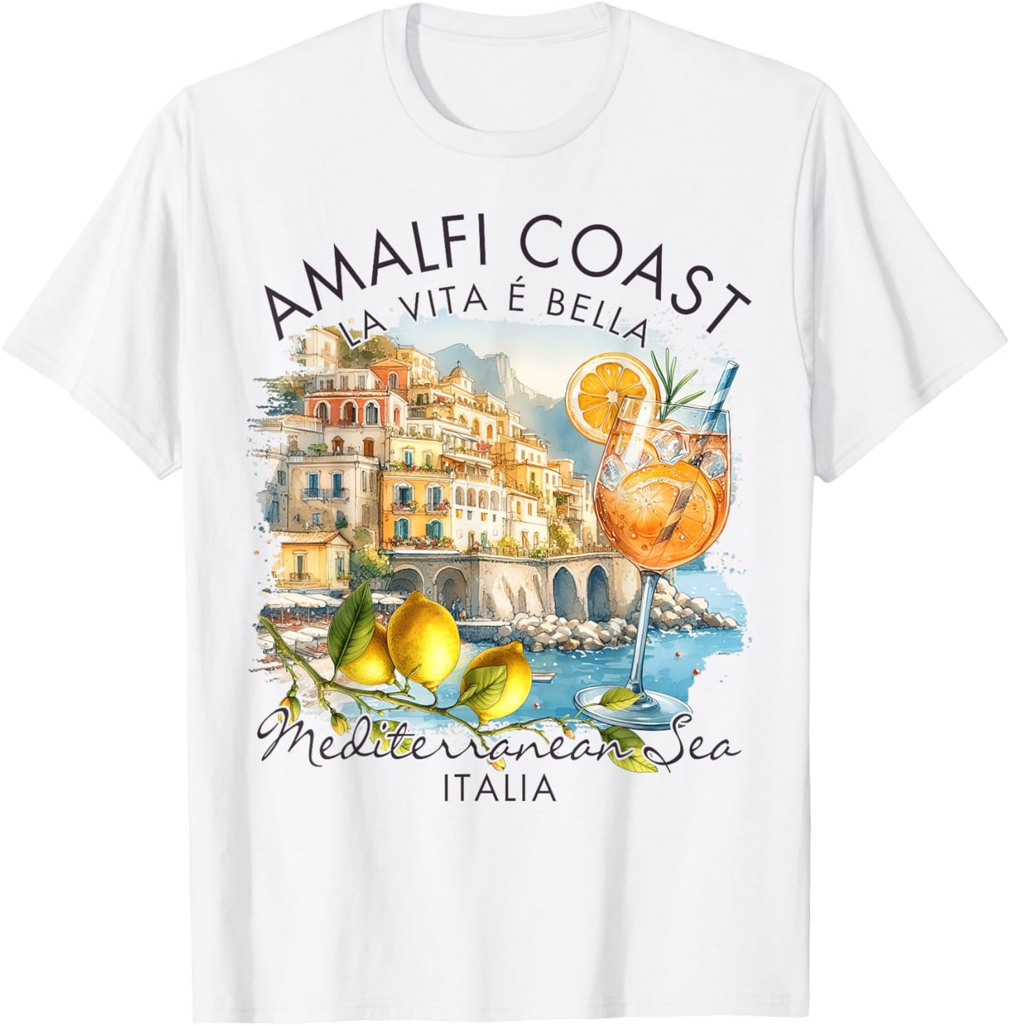 Amalfi Coast Italy Travel Trip Vacation Mediterranean Sea T-Shirt - T-Shirt | White