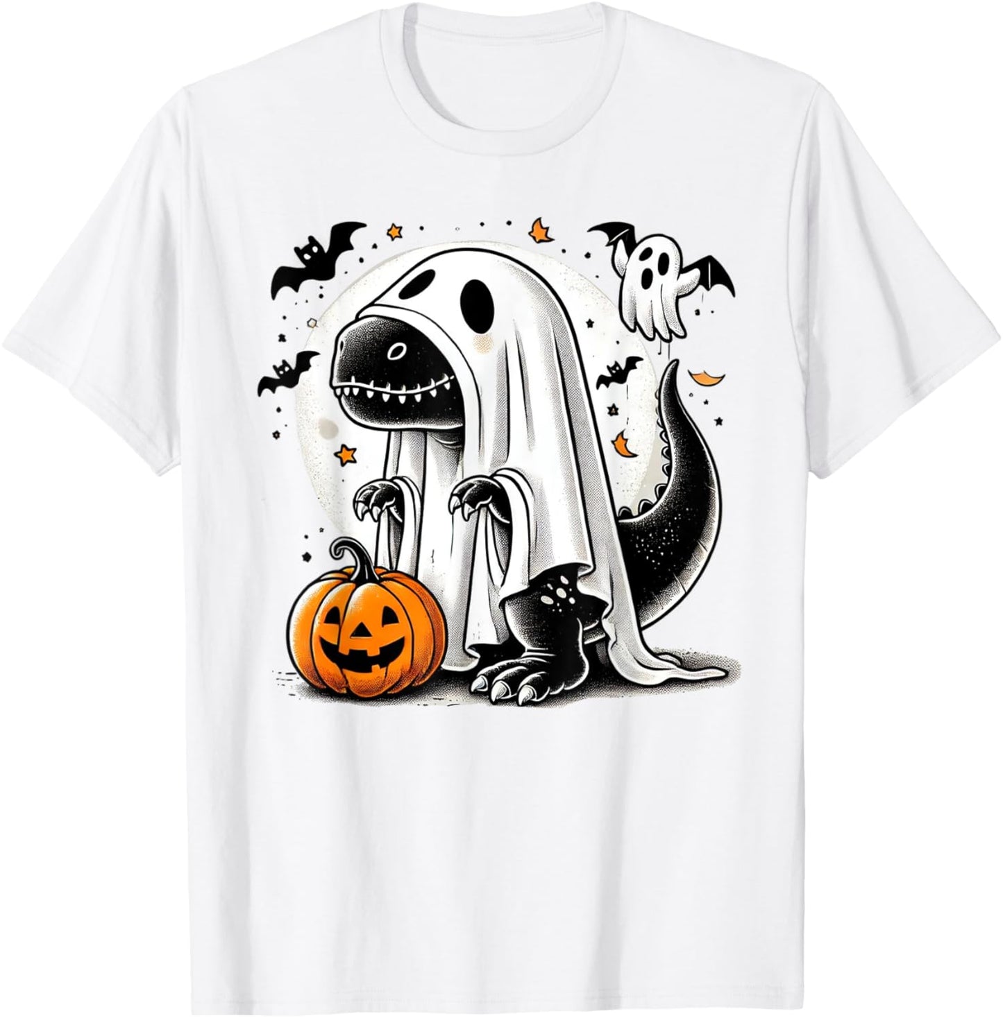 Funny T-Rex Ghost Dinosaur Halloween Costume Tyrannosaurus T-Shirt - T-Shirt | White
