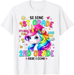 So Long 1st Grade 2nd Grade Here I Come Graduation Girls T-Shirt - T-Shirt | White
