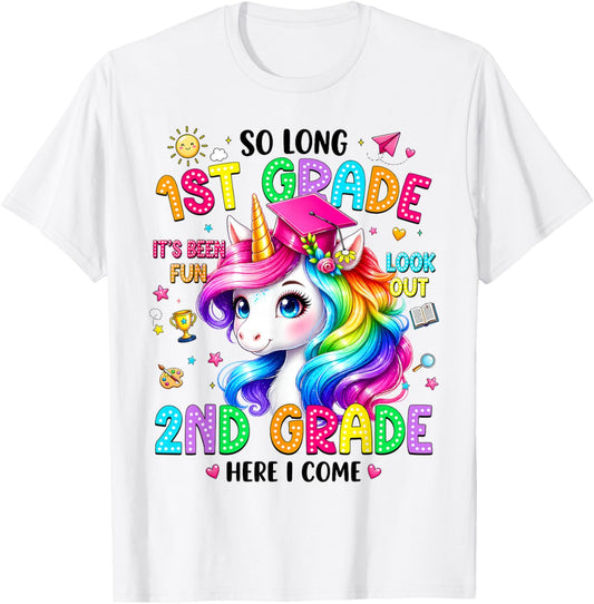 So Long 1st Grade 2nd Grade Here I Come Graduation Girls T-Shirt - T-Shirt | White