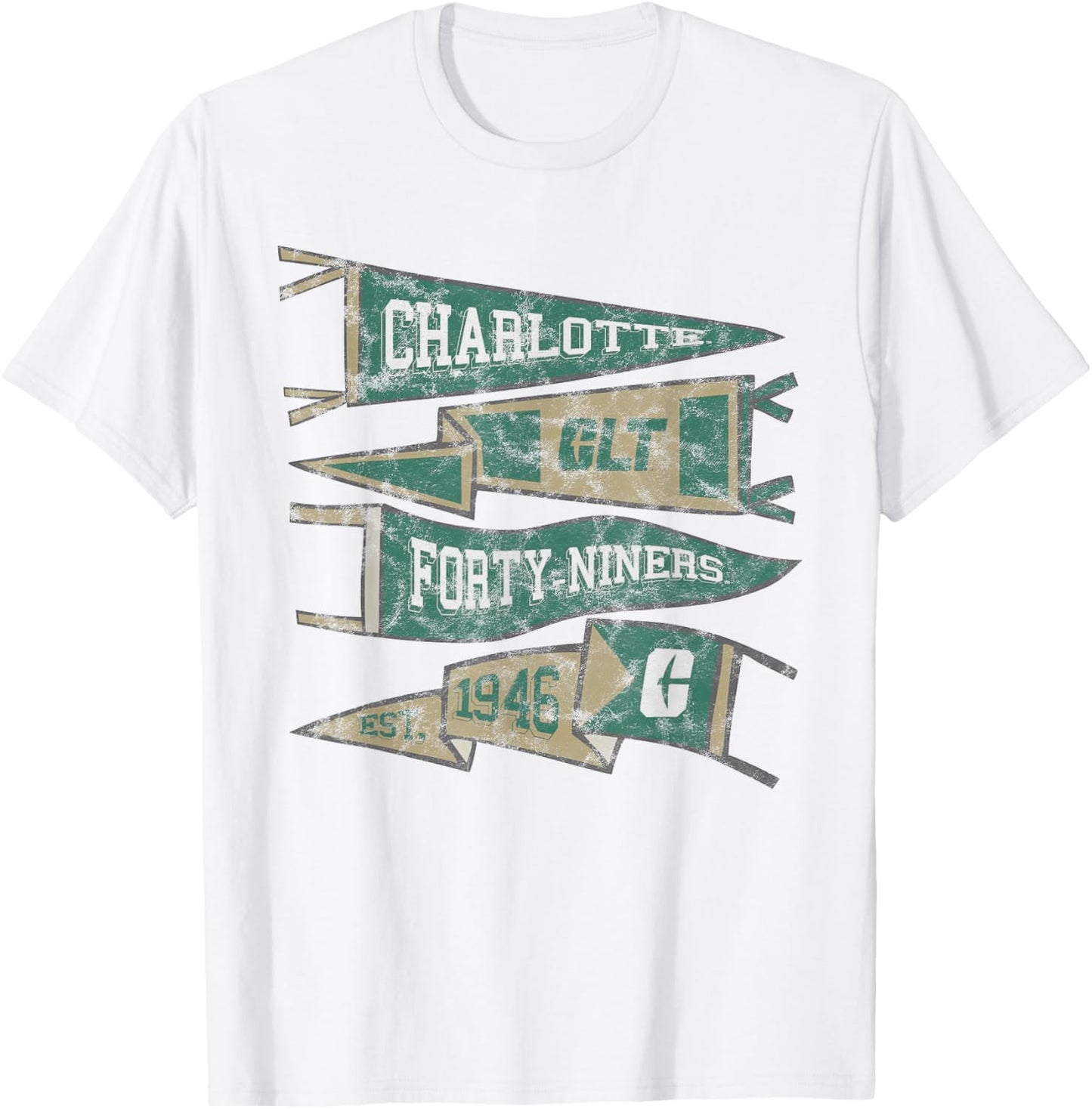 UNC Charlotte 49ers Distressed Pennants T-Shirt - T-Shirt | White