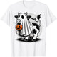 Awesome Moo Halloween Cow Wearing Ghost Costume With Pumpkin T-Shirt - T-Shirt | White
