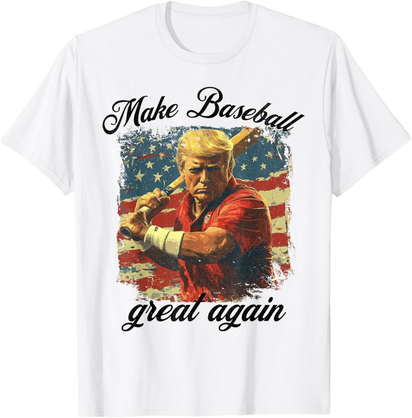 Make Baseball Great Again Funny Baseball Men Women American T-Shirt - T-Shirt | White