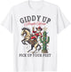 Giddy Up Jingle Horse Pick Your Feet Christmas Cowboy Santa T-Shirt - T-Shirt | White