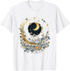 Mystical Sun and Moon with Woman Mystical Flowers Aesthetic T-Shirt - T-Shirt | White