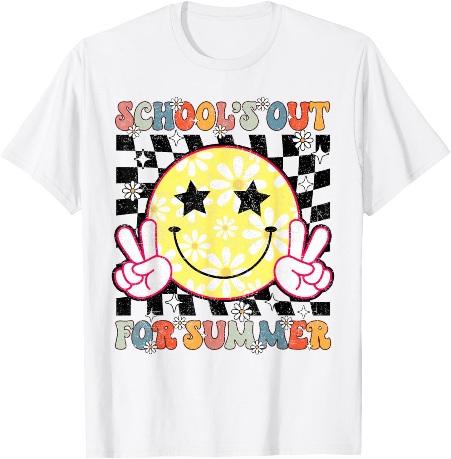 Last Day of School Retro Schools Out for Summer Teacher Kids T-Shirt - T-Shirt | White