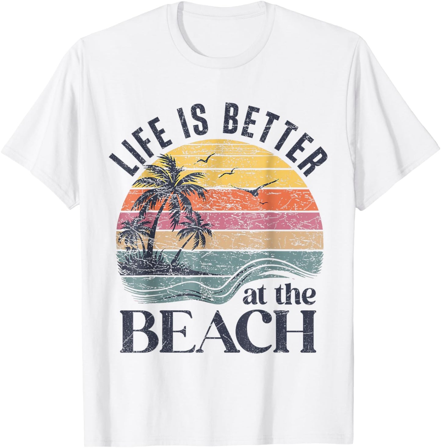 Retro Life Is Better At The Beach Vintage Summer Beach T-Shirt - T-Shirt | White