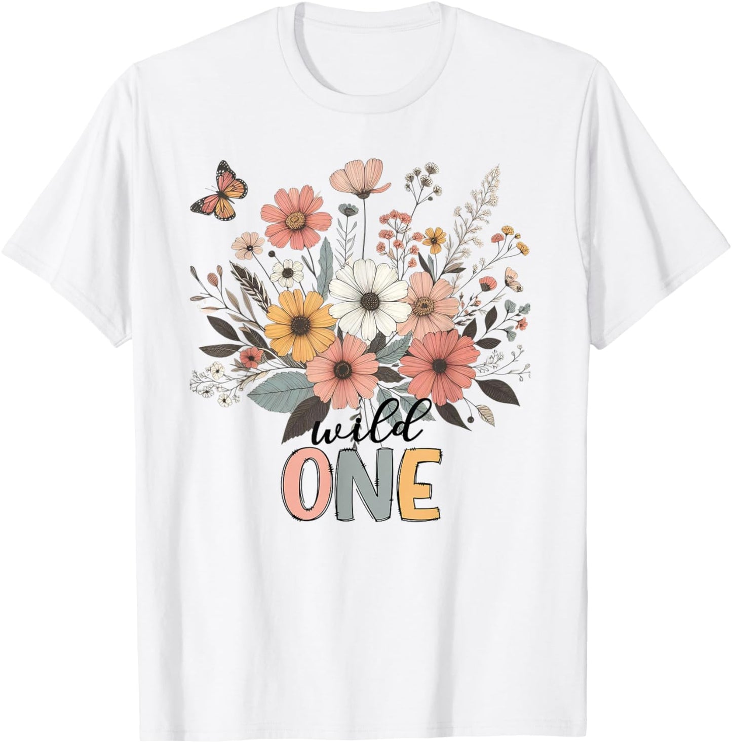 Wildflowers Wild One Floral Wild One Wildflower 1st Birthday T-Shirt - T-Shirt | White
