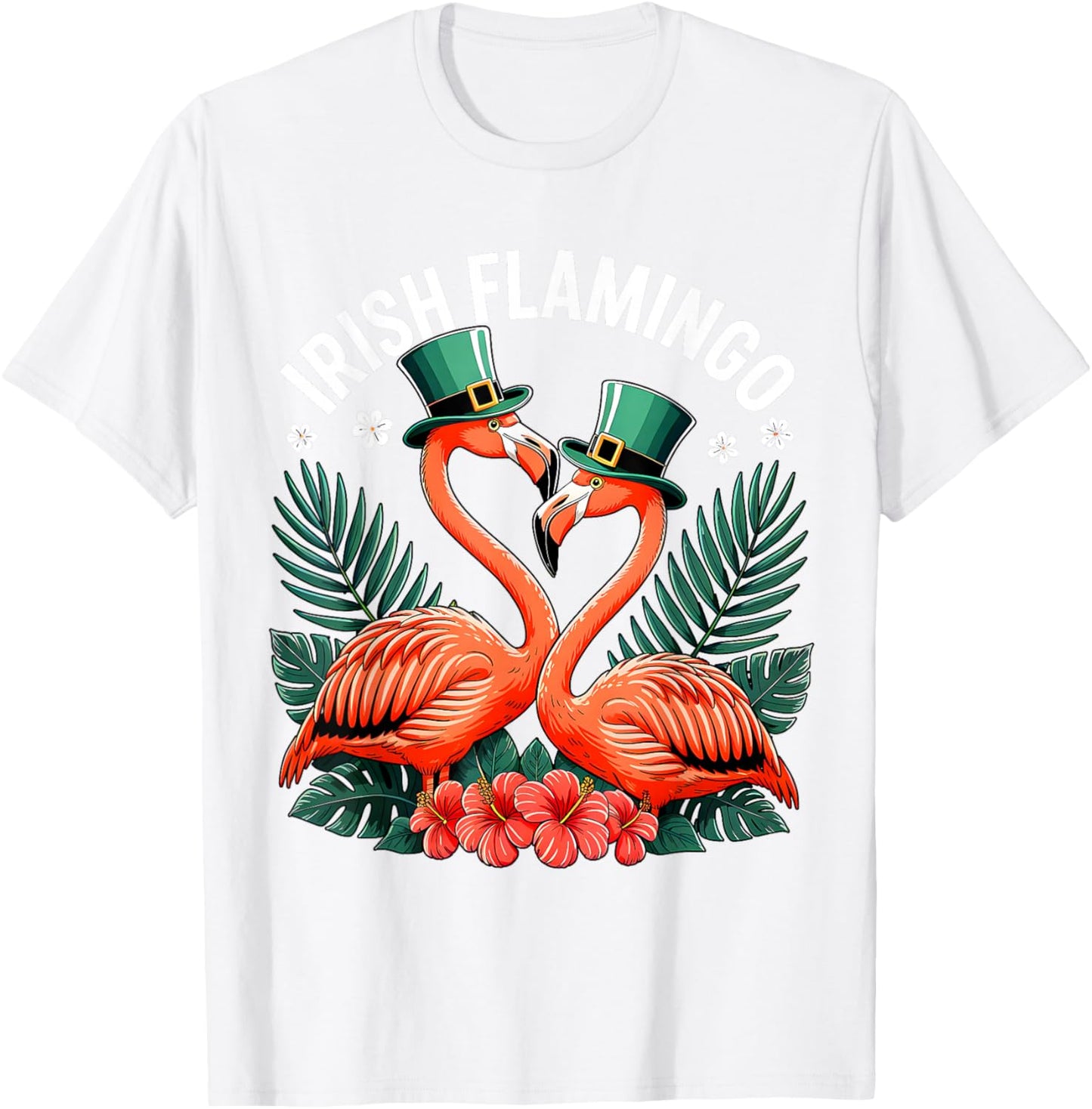 Irish Flamingo St Patricks Day Cute Flamingo Lover Men Women T-Shirt - T-Shirt | White