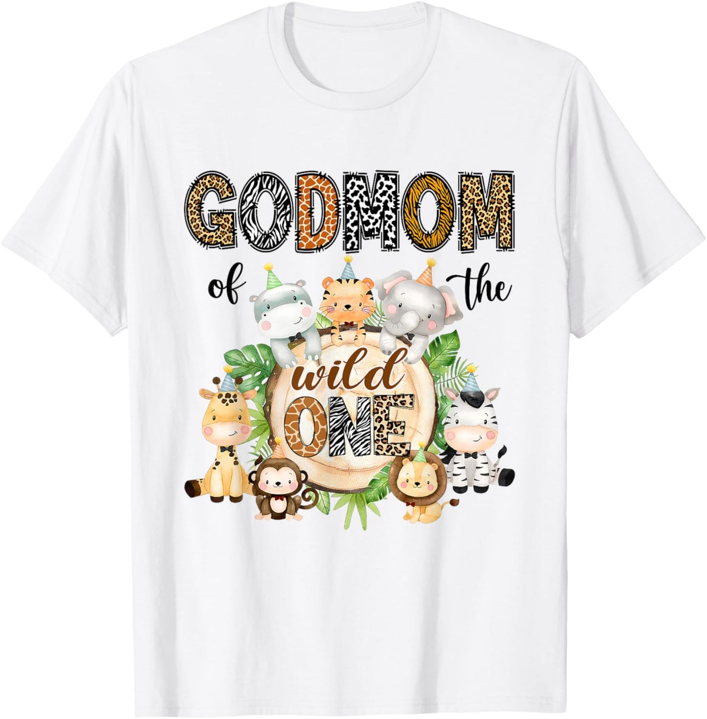 GodMom of The Wild One 1St Birthday Kids Safari Jungle T-Shirt - T-Shirt | White