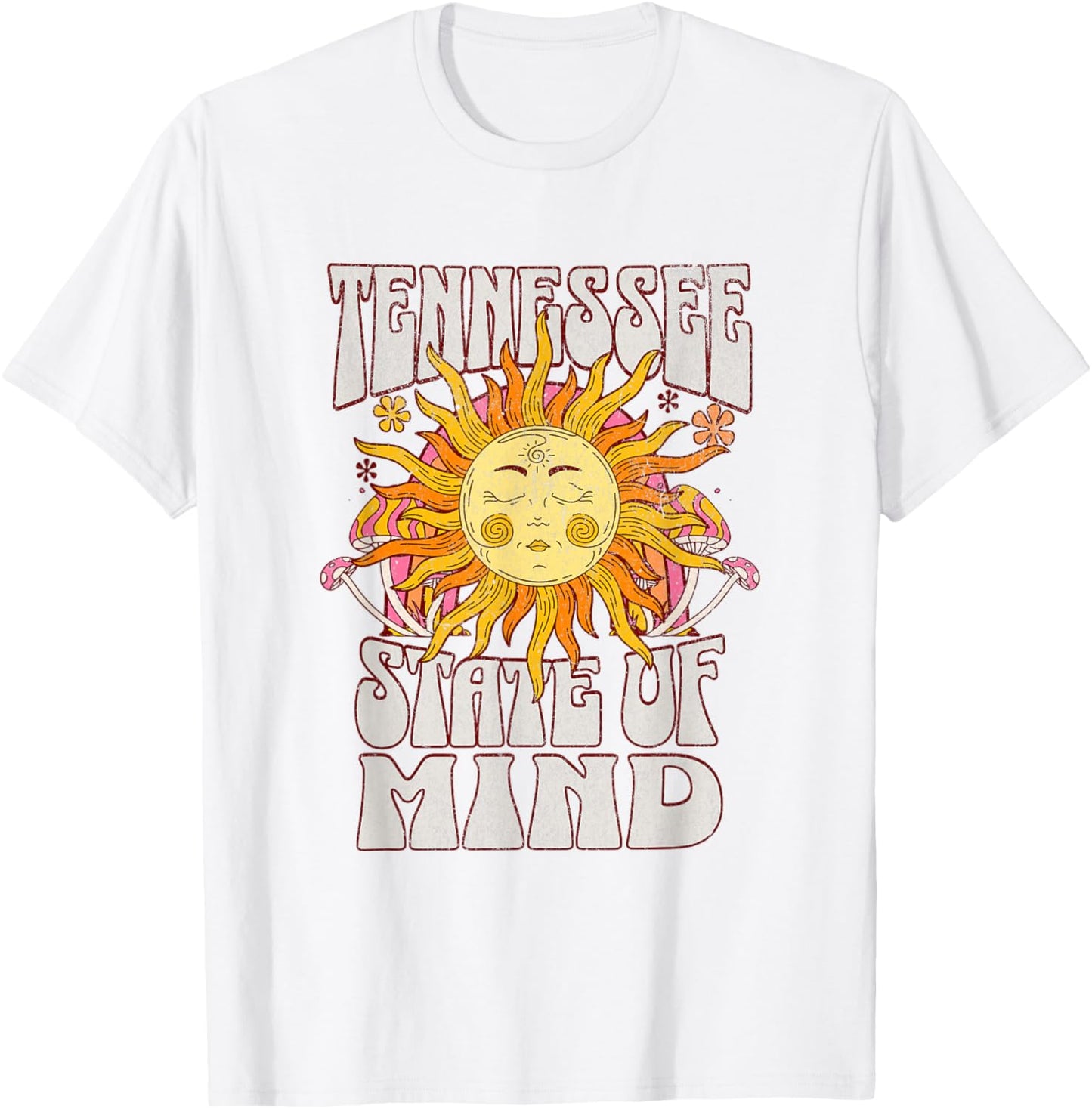 Retro Tennessee State Of Mind | Tennessee Lovers Distressed T-Shirt - T-Shirt | White