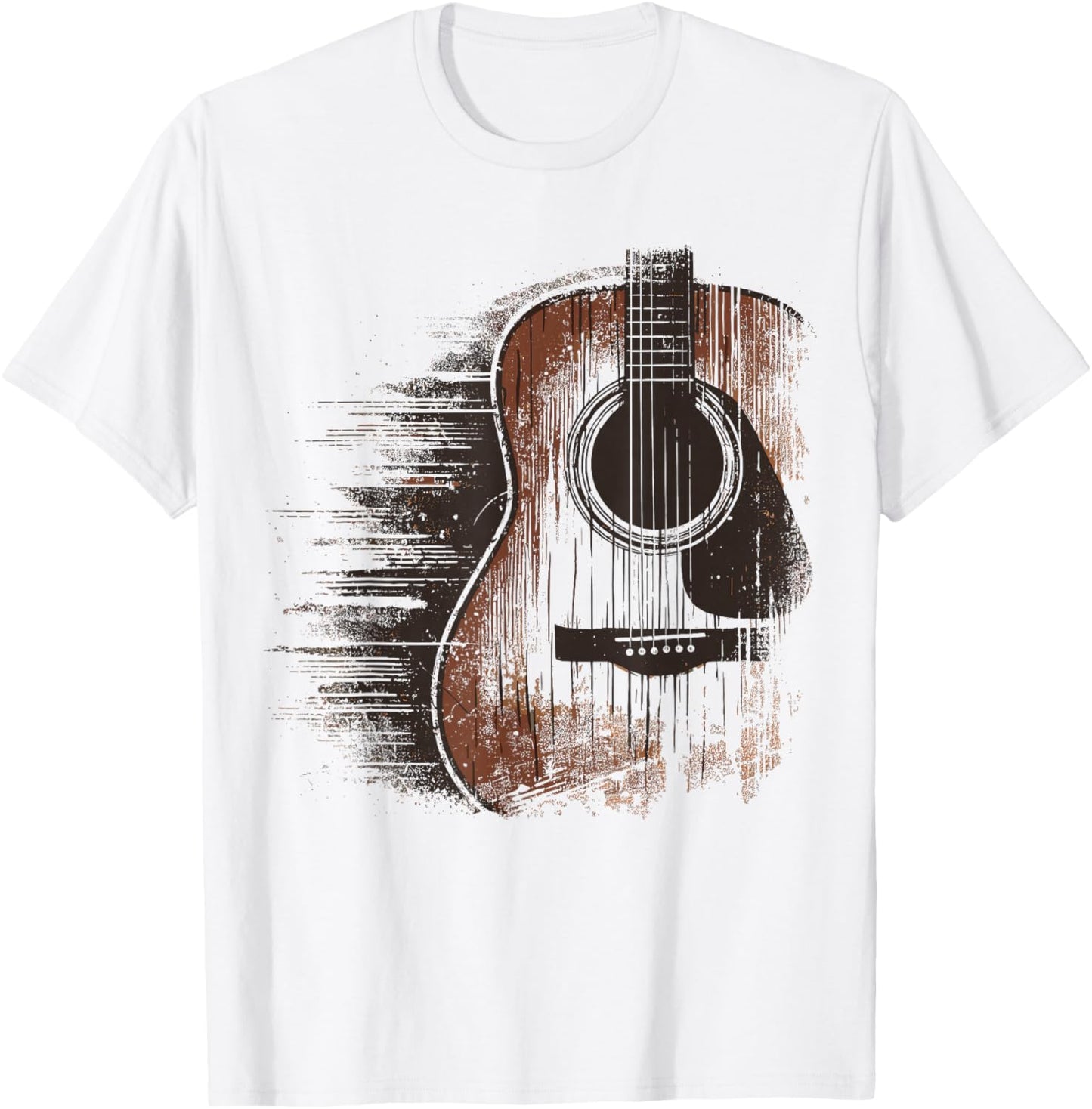 Musician Guitarist Distressed Acoustic Guitar , -Adults, Blue, Small, Short Sleeve T-Shirt - T-Shirt | White