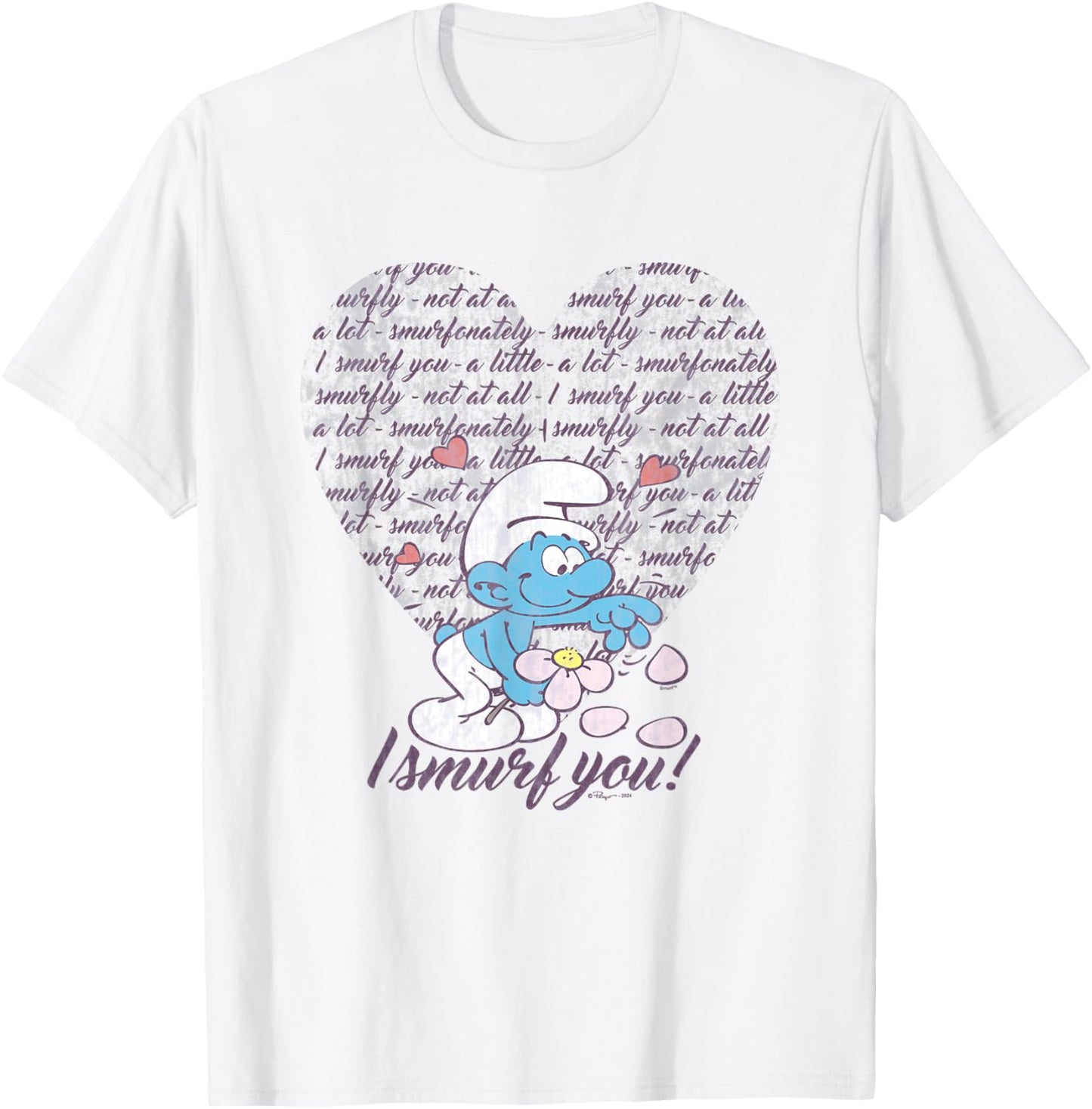 The Smurfs Valentine's Day I Smurf You! Vintage Heart Logo T-Shirt - T-Shirt | White