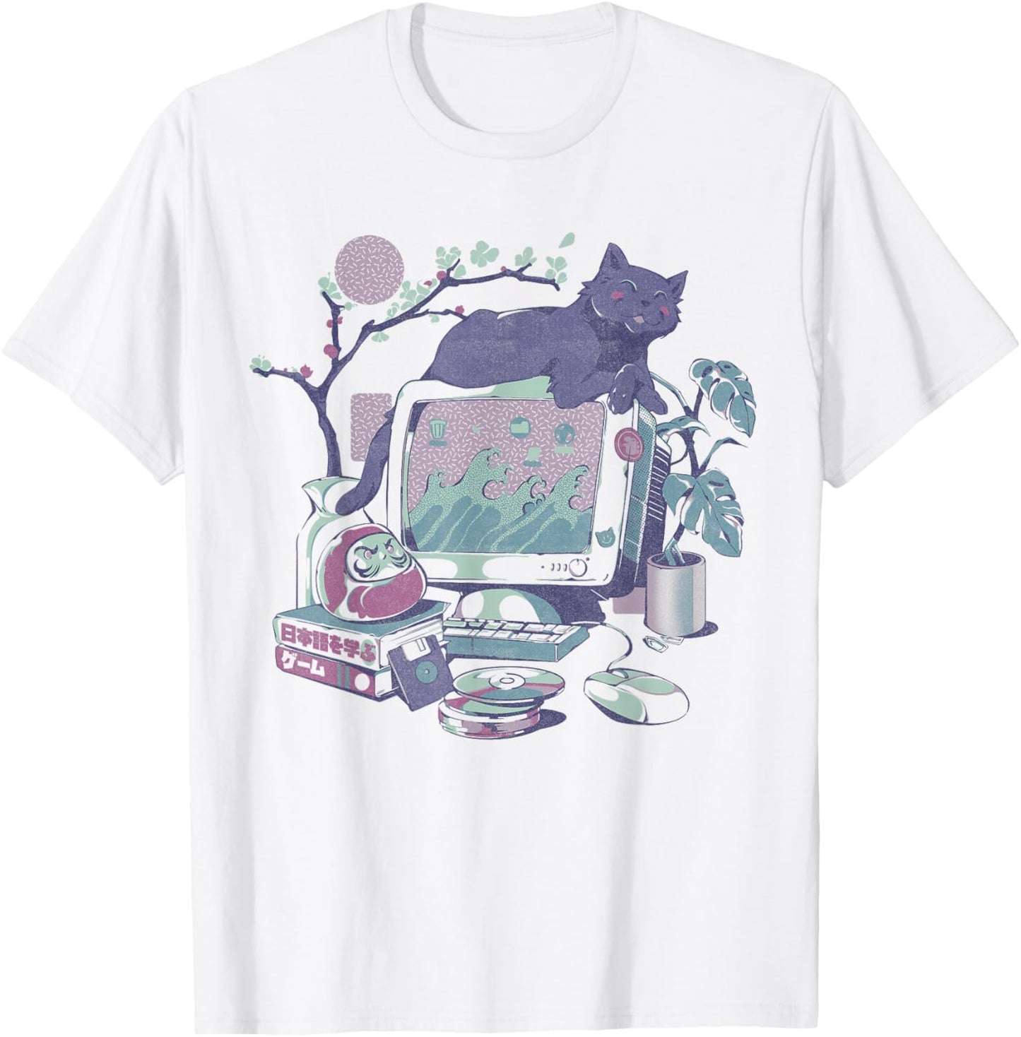 Vaporwave Desktop Collection Vintage Japanese Aesthetics T-Shirt - T-Shirt | White