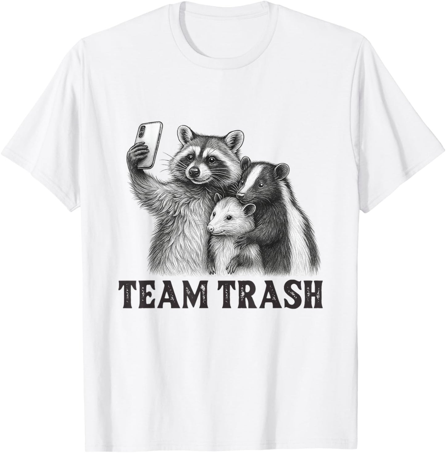 Team Trash Raccoon Opossum Skunk Sunglasses Feral Cats T-Shirt - T-Shirt | White