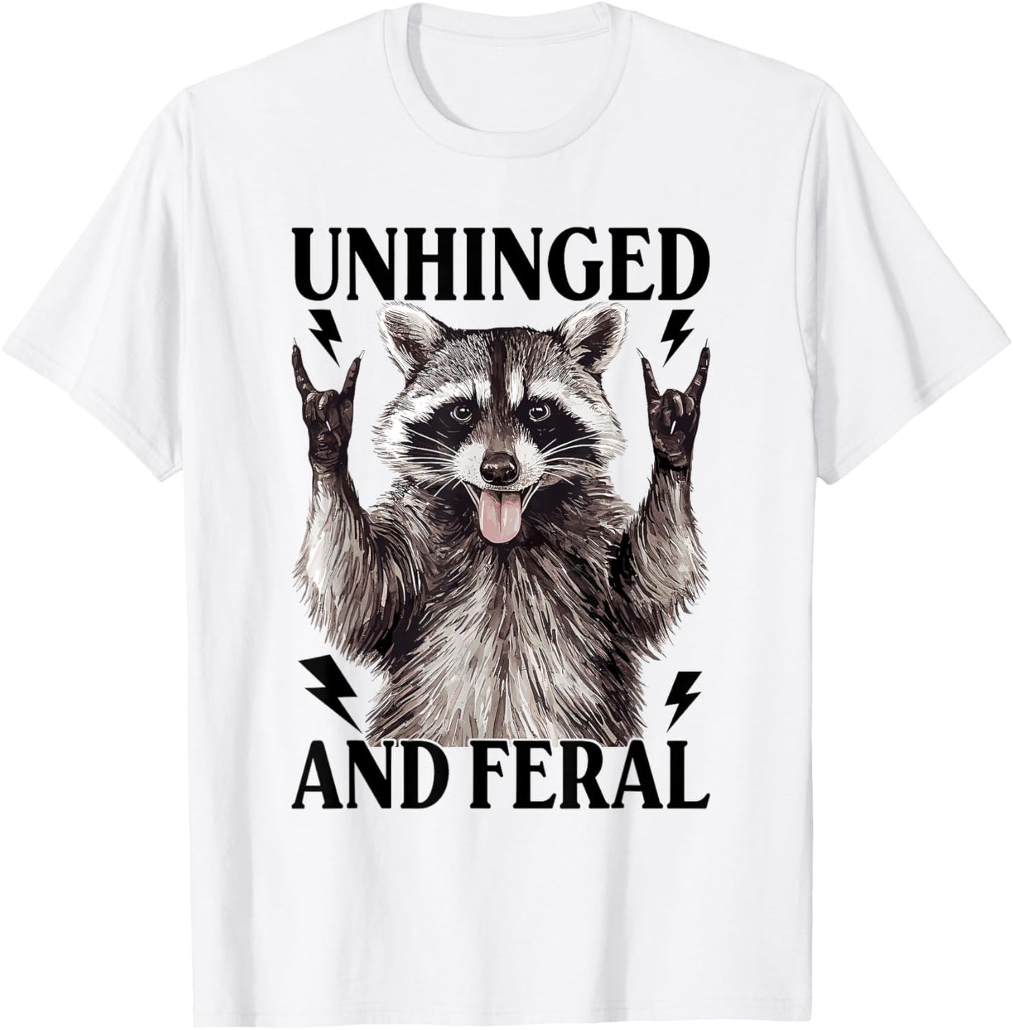 Unhinged And Feral Raccoon Vintage Cartoon Animal Feral Girl T-Shirt - T-Shirt | White