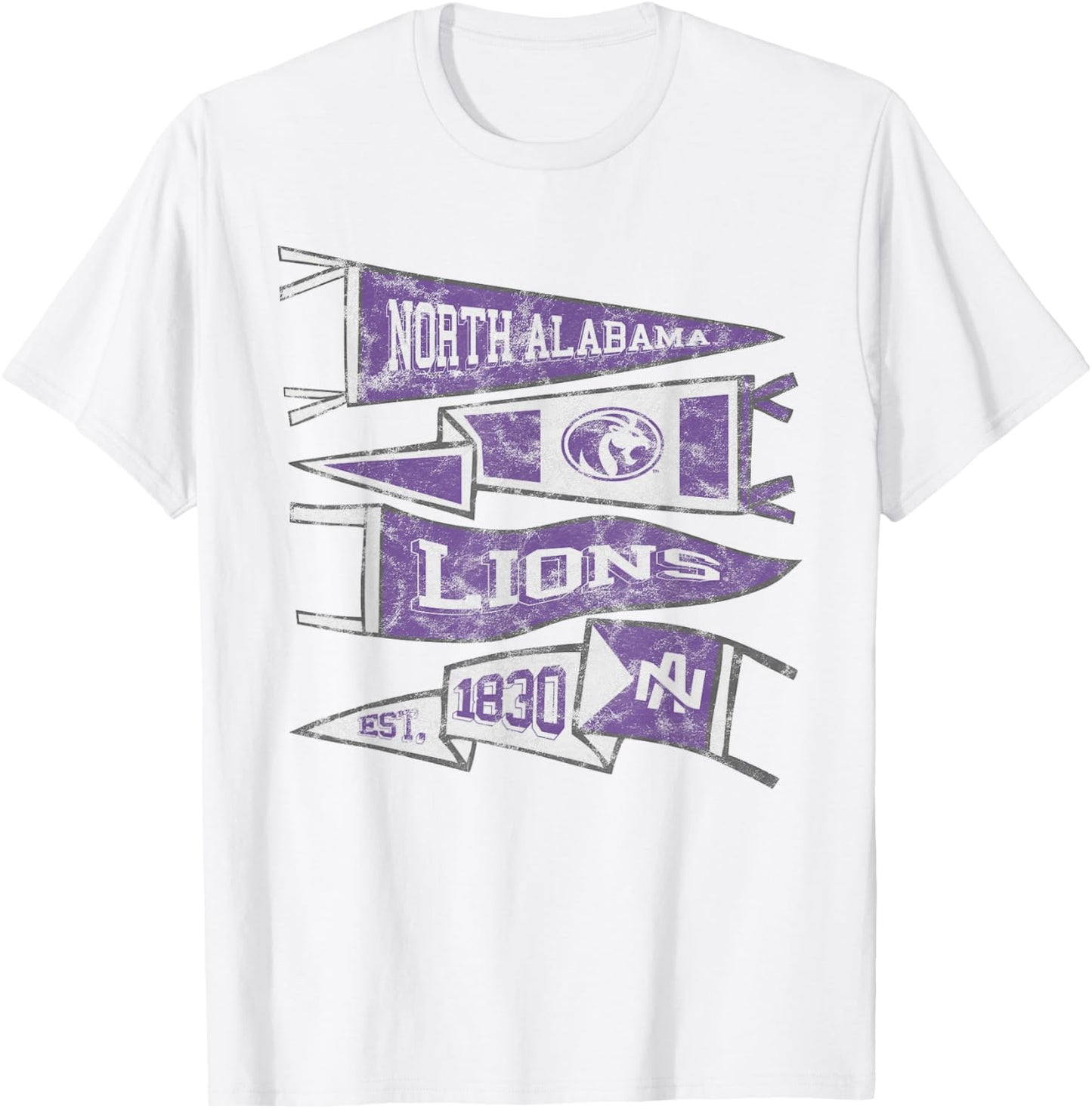 University of North Alabama UNA Lions Distressed Pennants T-Shirt - T-Shirt | White