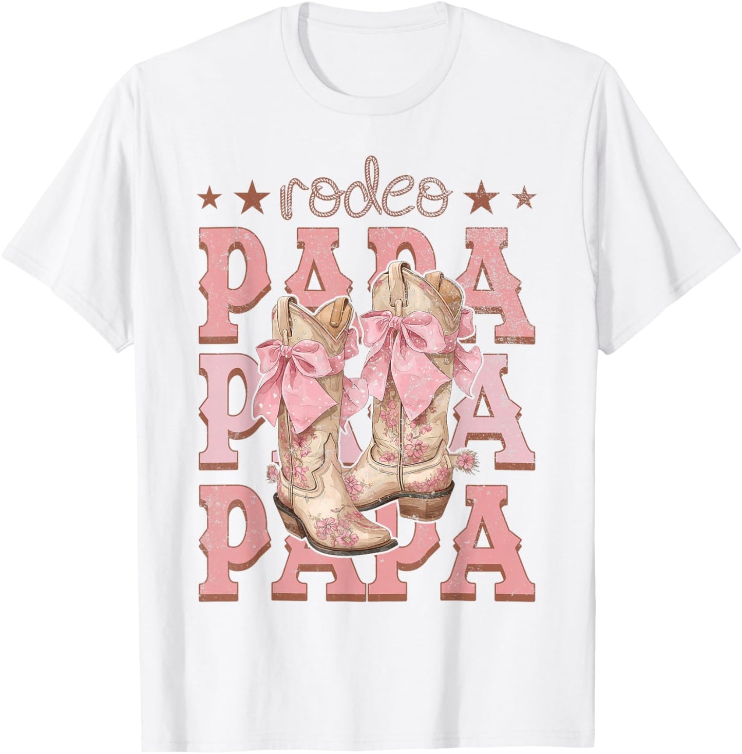 Rodeo Papa Pink Boots Coquette Cow-Girl Birthday Party T-Shirt - T-Shirt | White