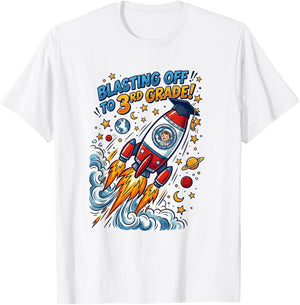 Blasting Off to 3rd Grade Rocket Second Grade Graduation T-Shirt - T-Shirt | White