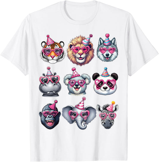 Zoo Animals Birthday Party Wildlife Lovers Boys Girls Kids T-Shirt - T-Shirt | White