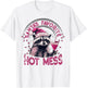 Santa's Favorite Hot Mess Christmas Funny Raccoon Lover Xmas T-Shirt - T-Shirt | White