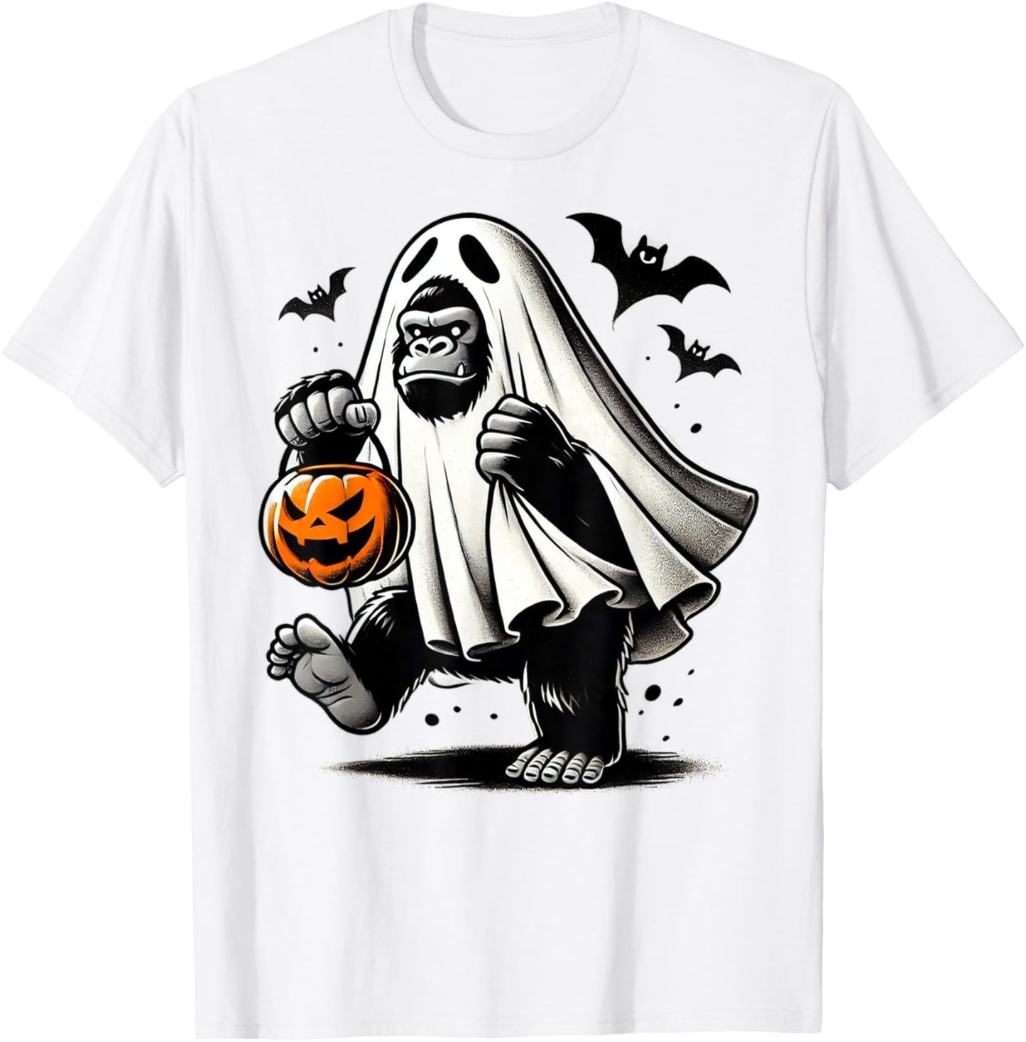 Funny Gorilla Halloween Ghost Costume Trick Or Treat Monkey T-Shirt - T-Shirt | White