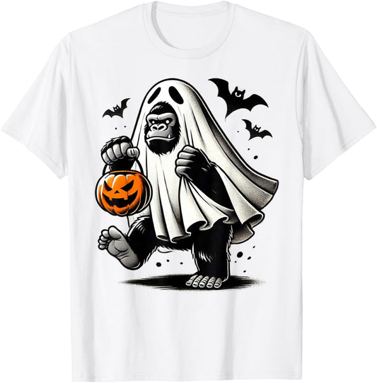 Funny Gorilla Halloween Ghost Costume Trick Or Treat Monkey T-Shirt - T-Shirt | White