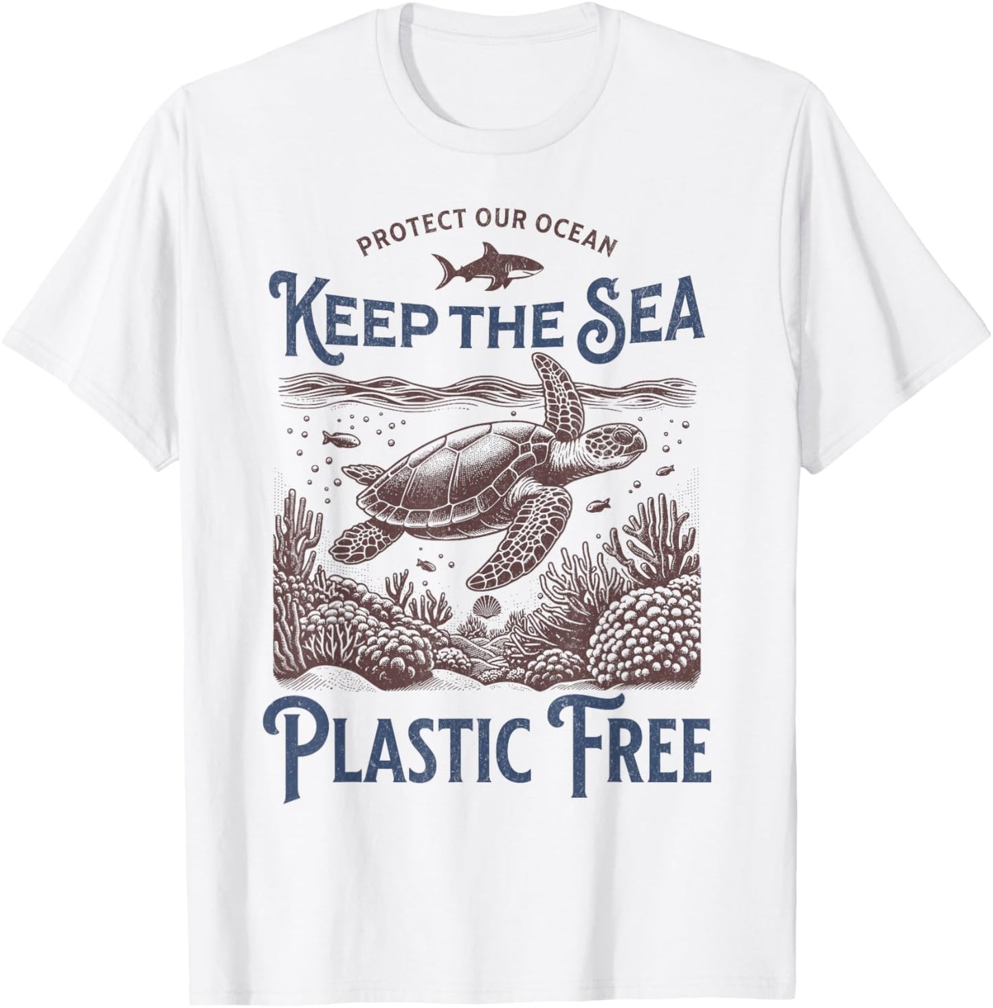 Vintage Nature apparel Earth Day Sea Turtle T-Shirt - T-Shirt | White