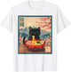 Cat Eating Ramen Anime T-Shirt - T-Shirt | White