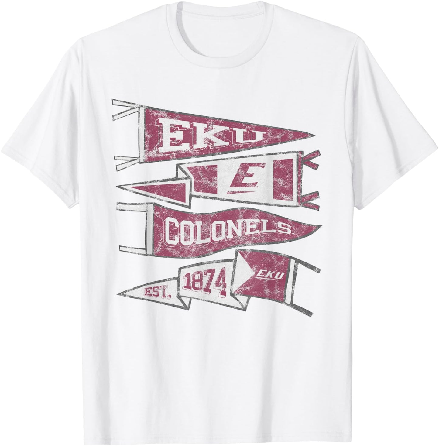 Eastern Kentucky University EKU Colonels Distressed Pennants T-Shirt - T-Shirt | White